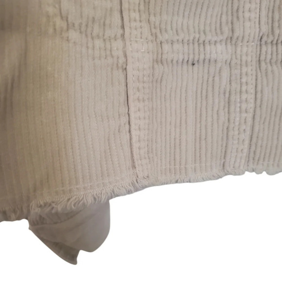 ZARA corduroy distressed cropped cream color loose fit jacket, size small - Picture 5 of 7